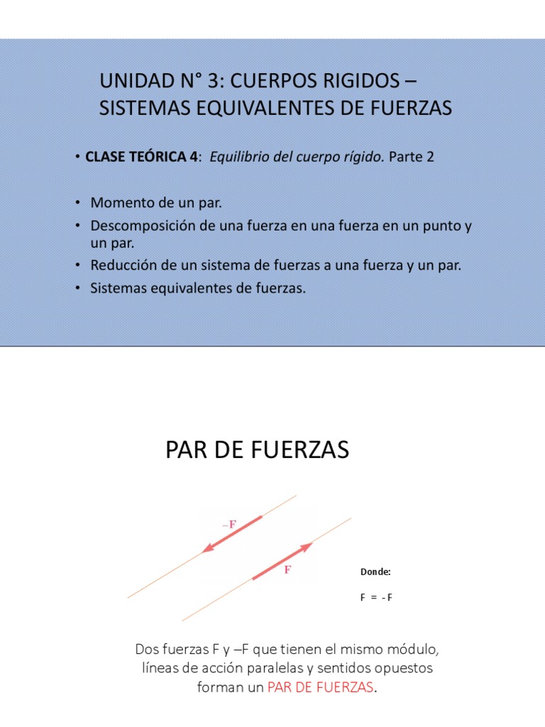 CLASE 4 Equilibrio de Cuerpo Rigido Parte 2 | PDF | Vector Euclidiano ...