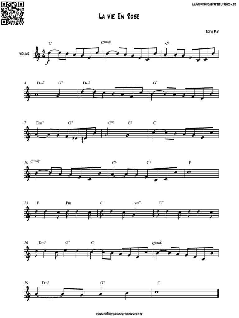 La Vie en Rose Partitura Violino PDF