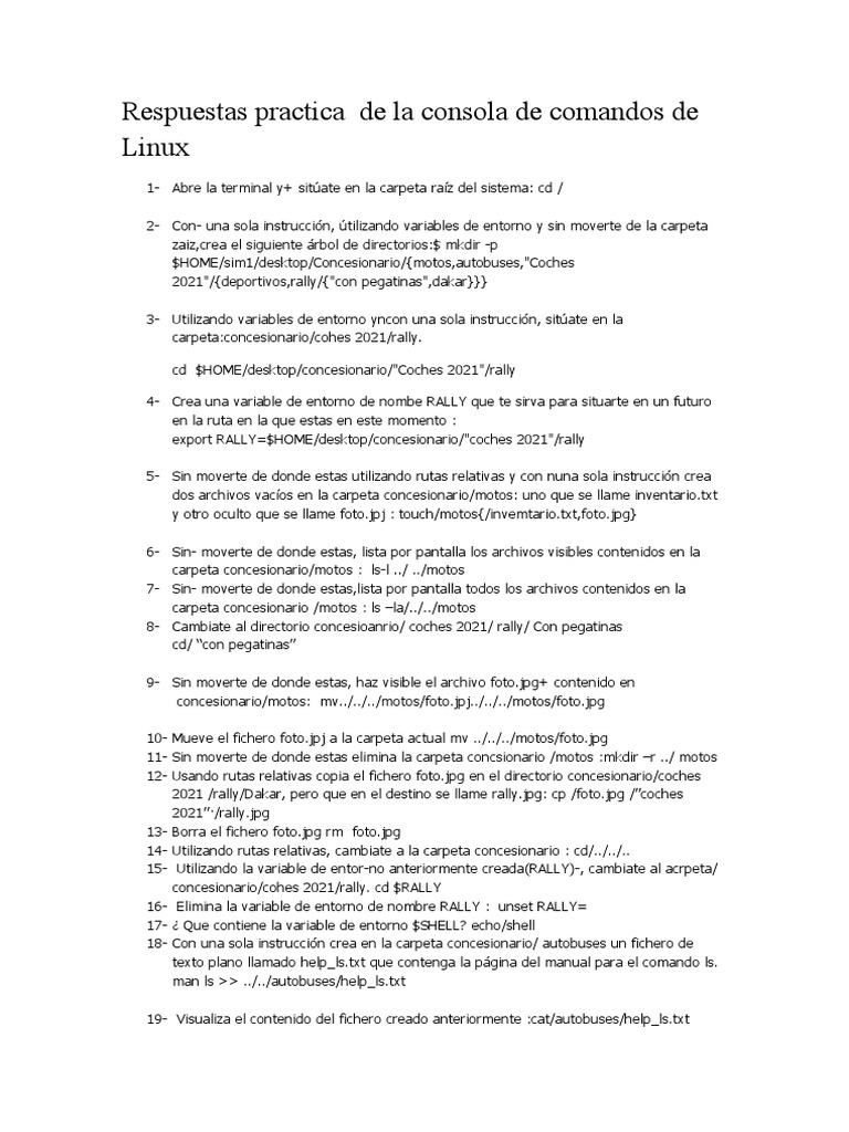 Práctica de comandos Linux en consola | PDF | Archivo de computadora ...