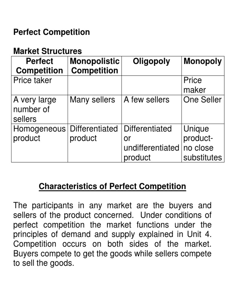 Perfect Competition Market | PDF