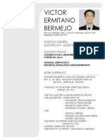 Victor Ermitano Bermejo: Position Desired Electrician/ Assistant Electrician Qualifications