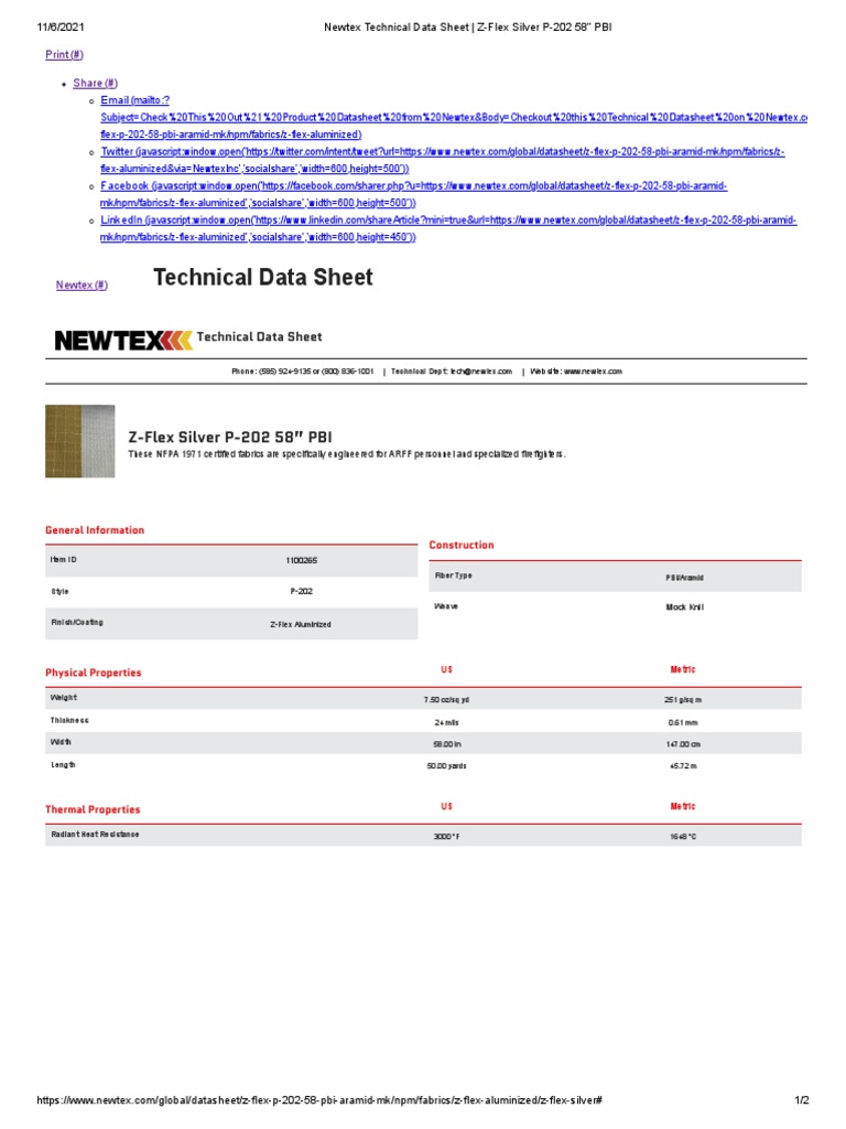 Newtex Technical Data Sheet - Z-Flex Silver P-202 58