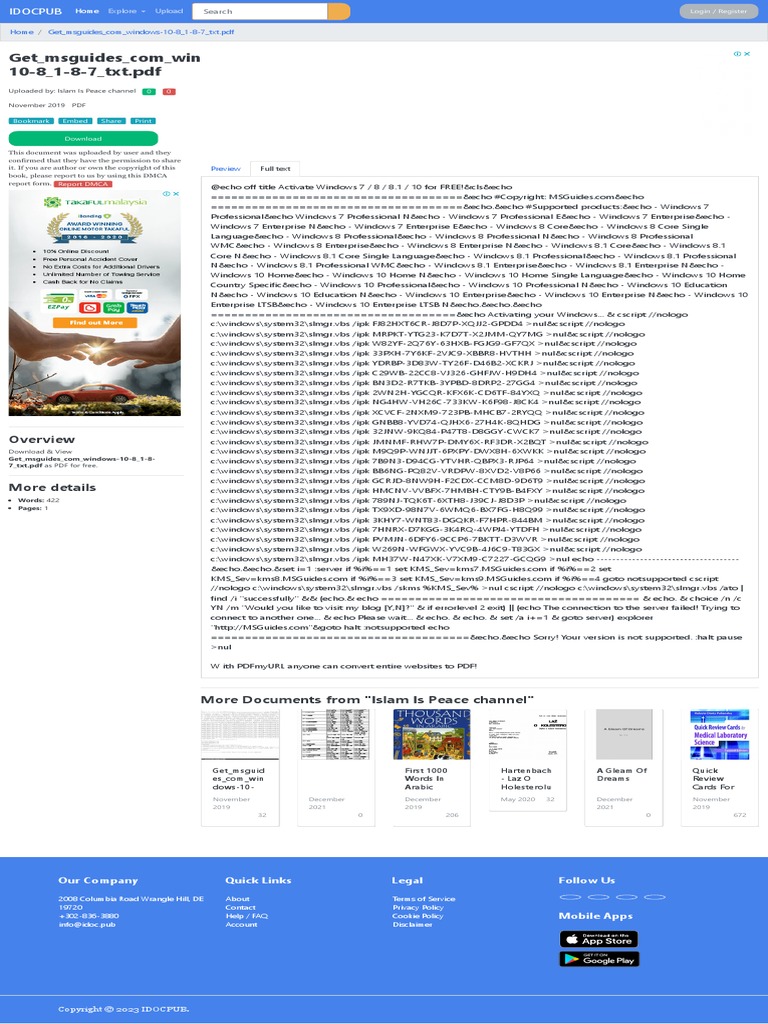 Msguides Windows 10 Activation Free