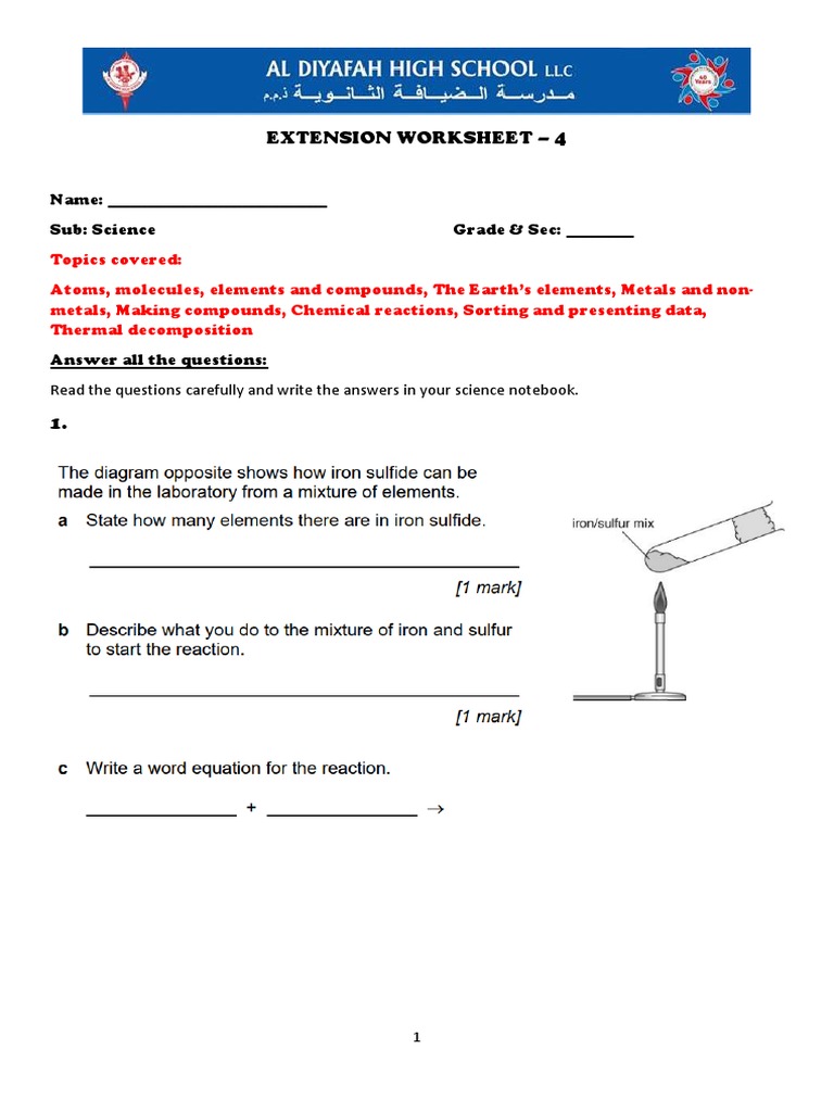 Extension Worksheet 4 PDF