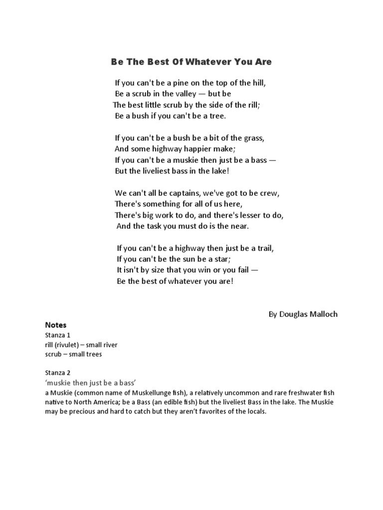 Be the best of whatever you are poem pdf