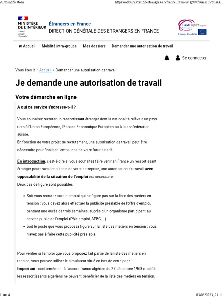 Autorisation de Travail | PDF