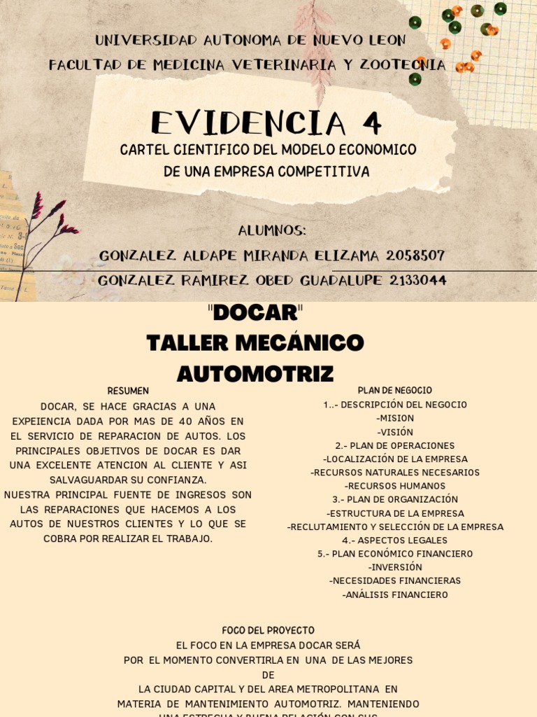 Taller Mecánico Docar: Plan de Negocio | PDF | Marketing | Economias