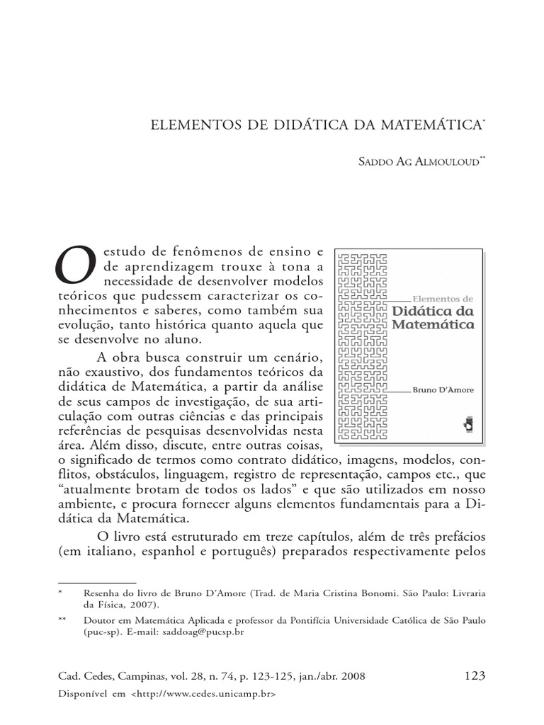 Elementos de Didatica Da Matematica | PDF