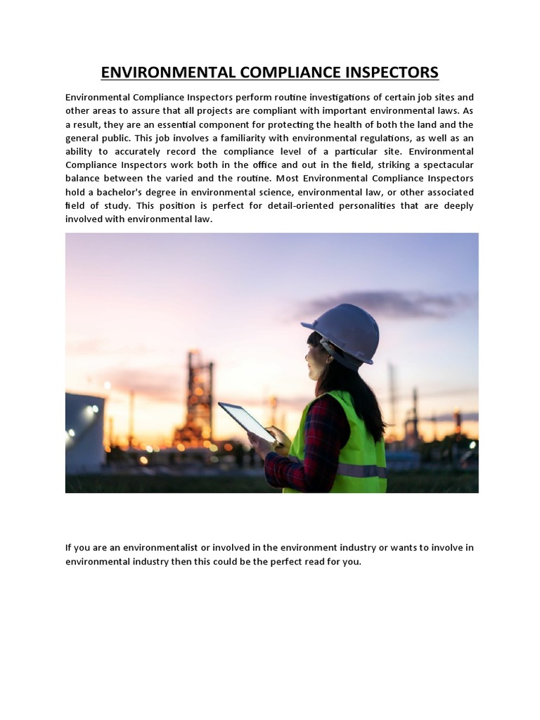 Environmental Compliance Inspector Guide | PDF | Occupational Safety ...