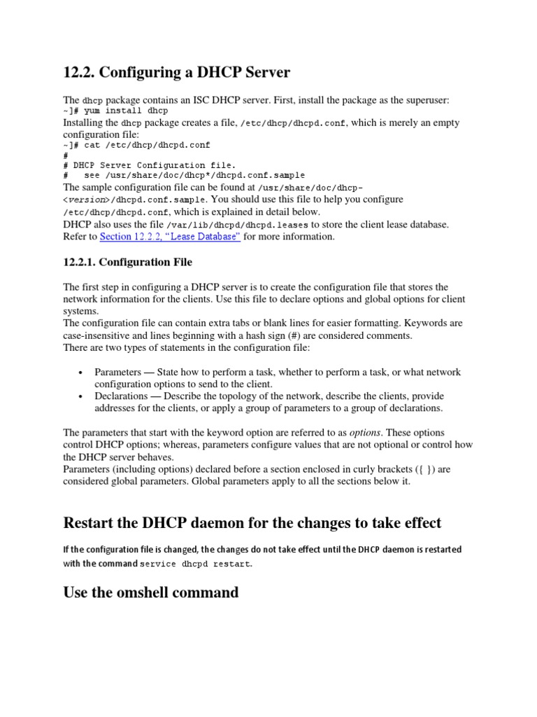 DHCP - Redhat | PDF | Ip Address | Computer Architecture