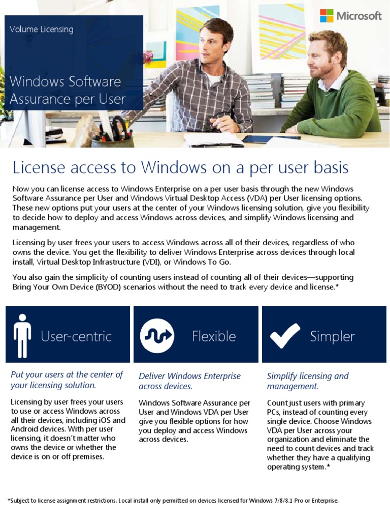 Windows SA Per User at A Glance PDF | PDF | Microsoft Windows | Desktop ...