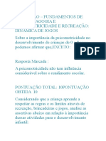 Avaliação Fundamentos de Psicopedagogia e Psicomotricidade e Recreação