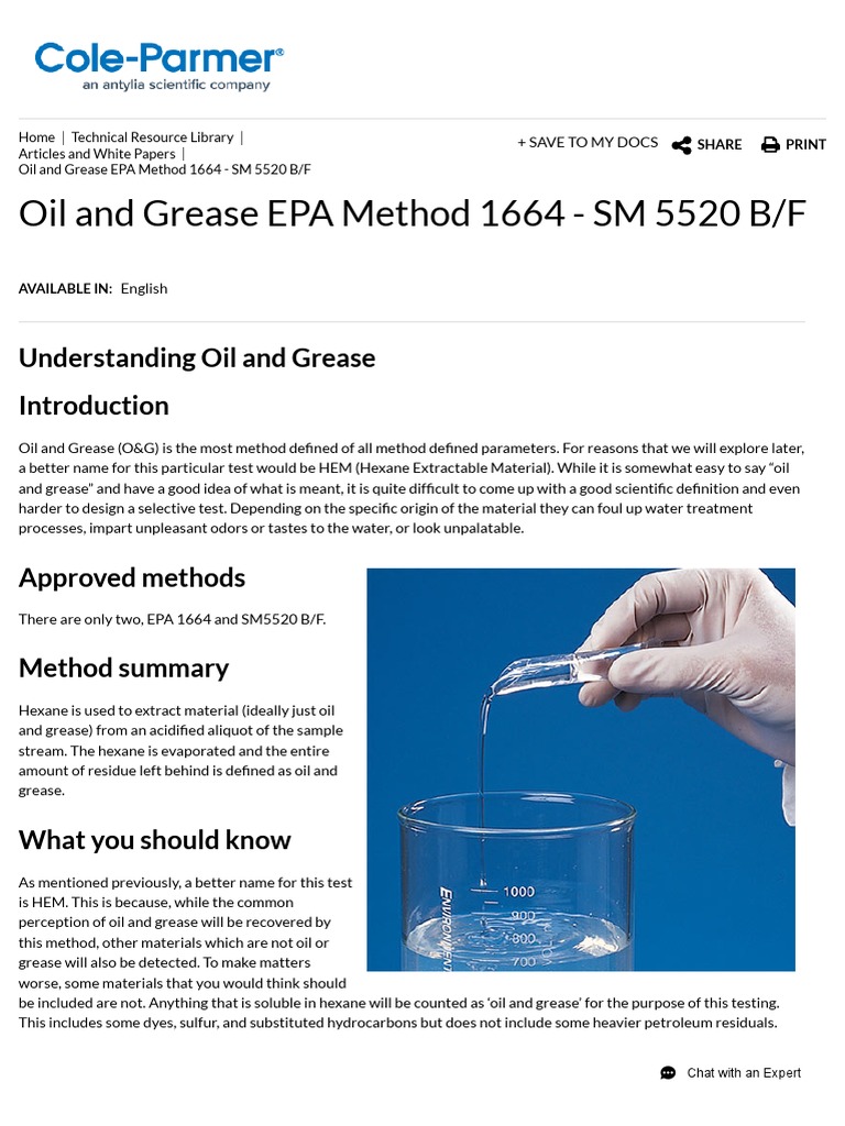 Understanding Oil and Grease Method EPA 1664 HEM From ColeParmer PDF