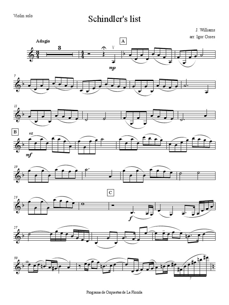Schindler's list Violin solo PDF