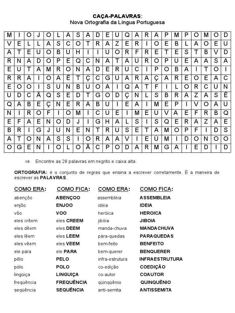 CAÇA-PALAVRAS (ortografia) | PDF