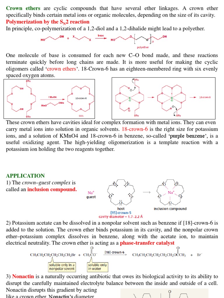 Crown Ether Notes - I MSC Chemistry (CBCS) | PDF | Ether | Organic ...