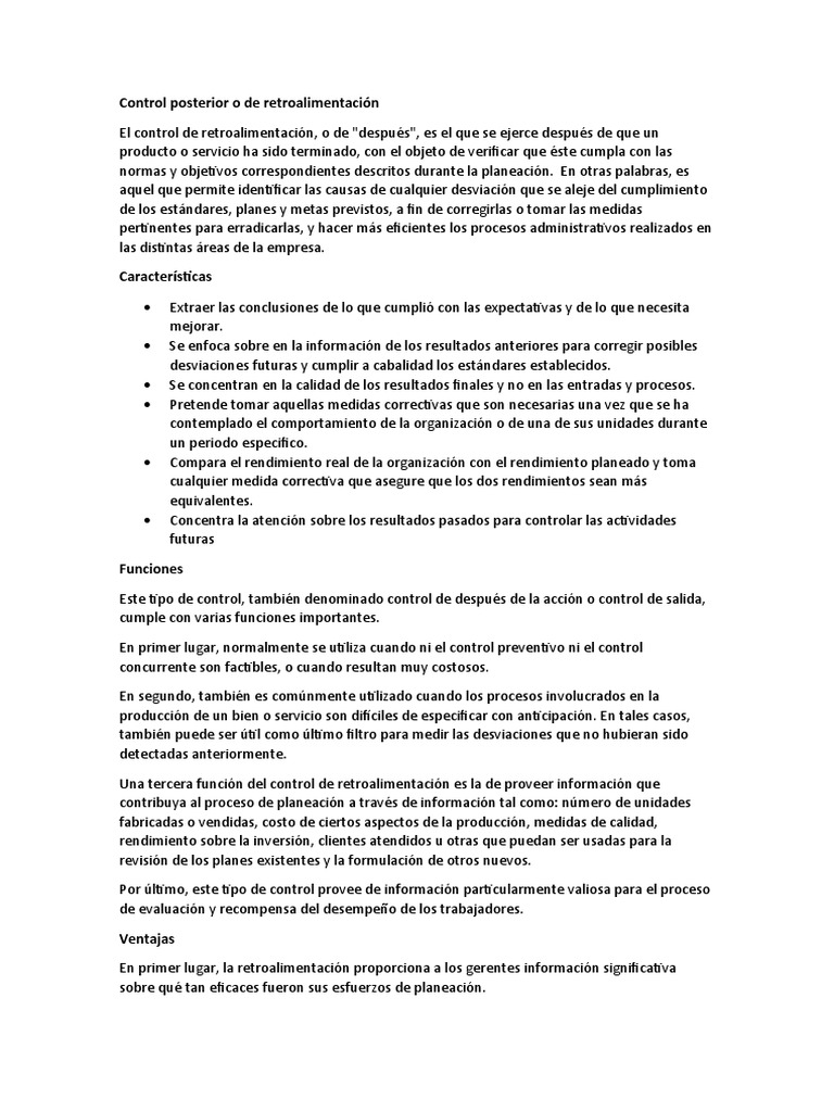 Control de Retroalimentación en Empresas | PDF | Información ...