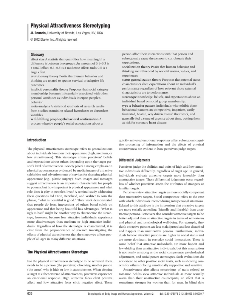 Physical Attractiveness Stereotypes | PDF | Stereotypes | Physical ...