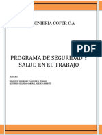 Programa de Seguridad y Salud en El Trabajo Ingenieria Cofer PDF