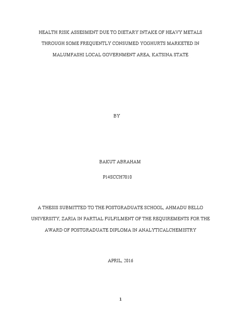 Comparative Analysis of Some Toxic Metals in Some Brands of Yogurt
