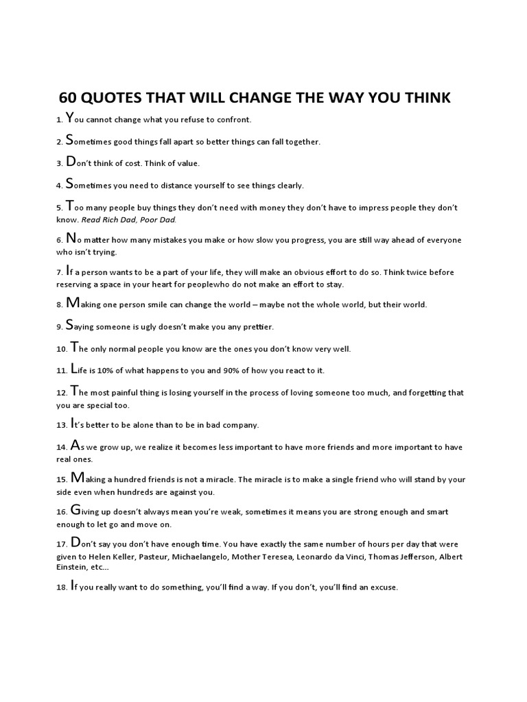 60 Quotes That Will Change The Way You Think PDF SelfImprovement
