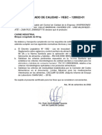 Certificado de Garantia Carne Industrial Veec - 2022
