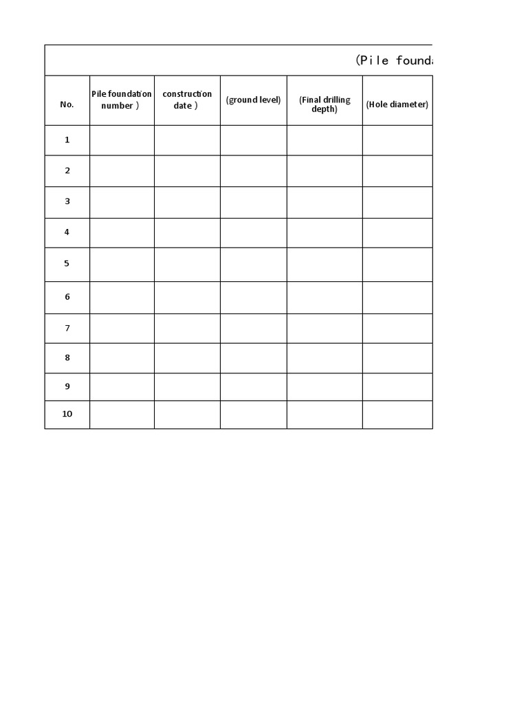 Pile Foundation Construction Records | PDF
