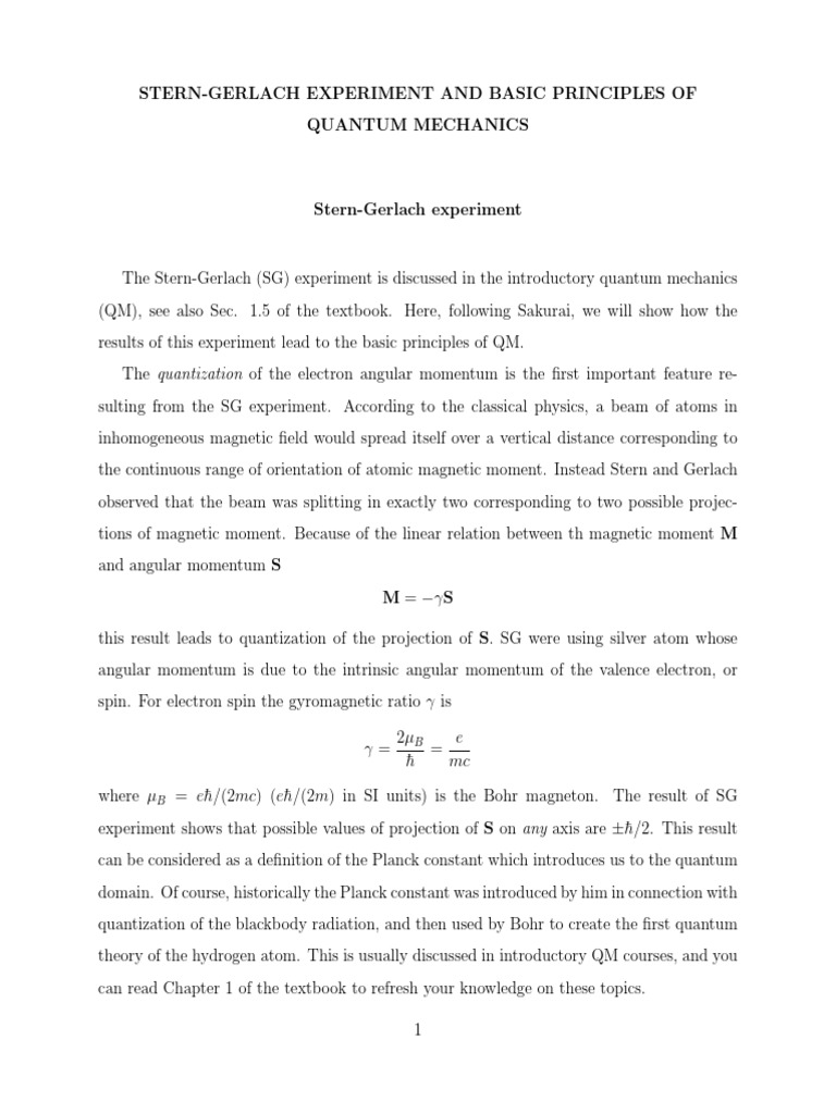 Text - 916 Stern Gerlach | PDF | Wave Function | Spin (Physics)