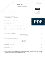 Formative Assessment - Algebra - 1st Nov 2021 PDF