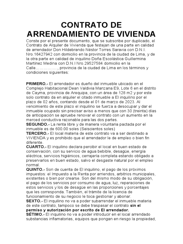 modelo de contrato de alquiler de local simple | PDF | Derecho privado ...