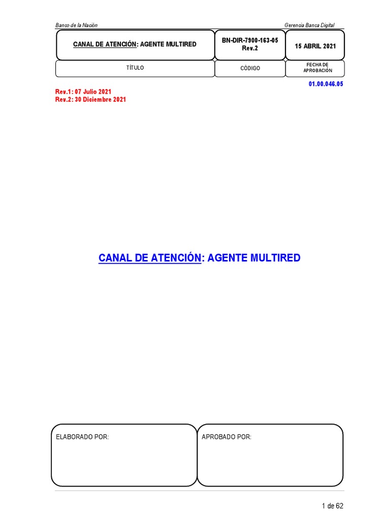 BN-DIR-7900-163-05 Rev 2 CANAL DE ATENCION AGENTE MULTIRED | PDF