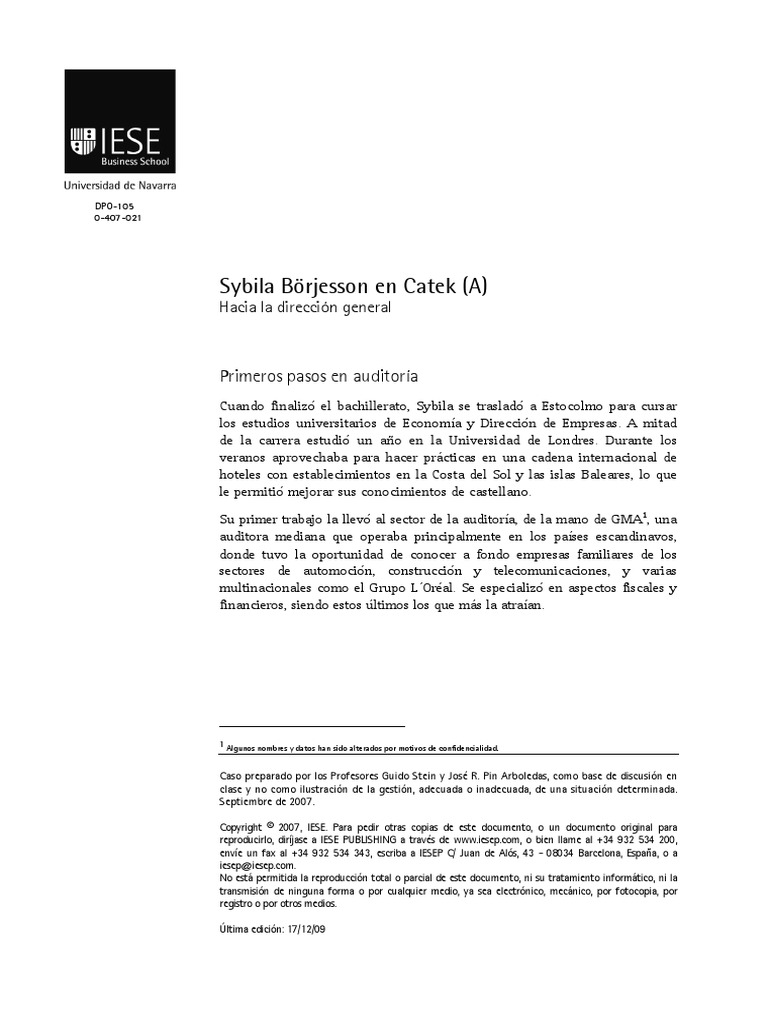 Caso - Sybila Börjesson en Catek (A) | PDF | España | Gestión de ...