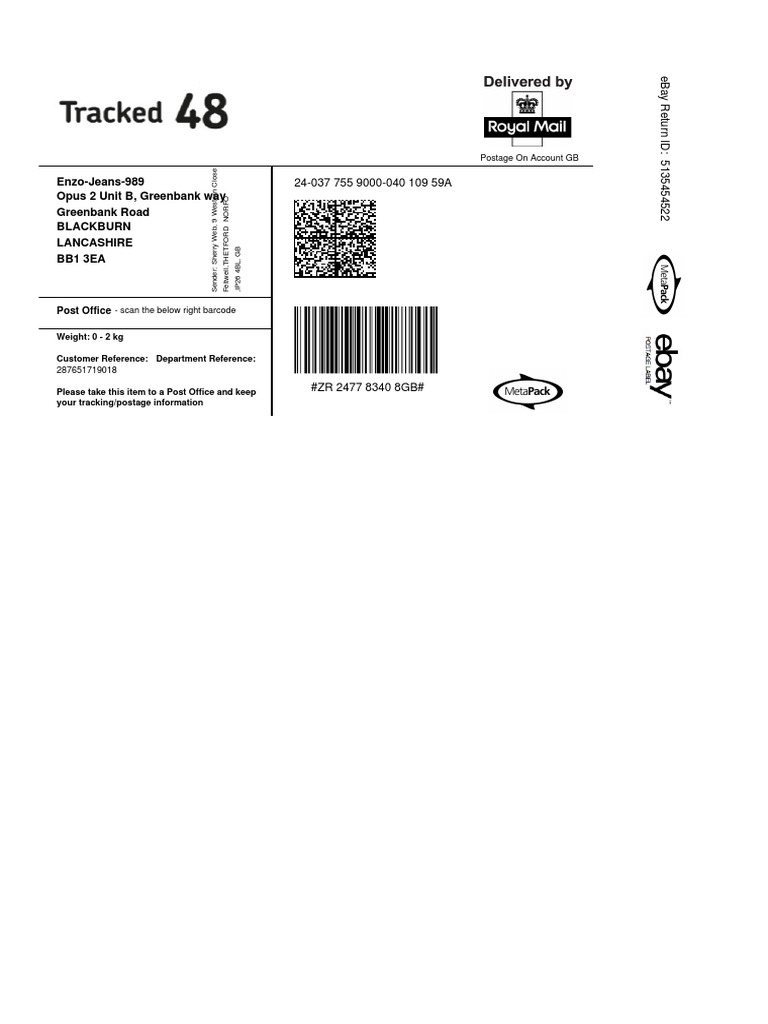 Ebayreturnlabel 5135454522 Pdf Pdf Mail Receipt