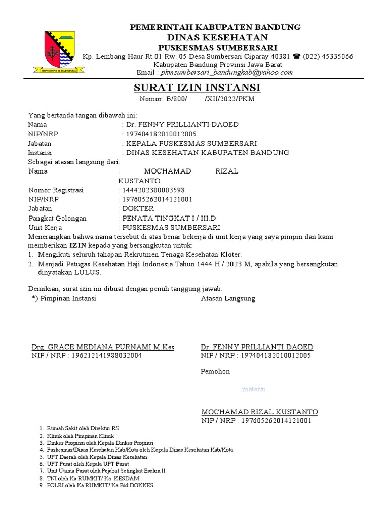 Izin Intansi Dan Pengalaman Kerja | PDF