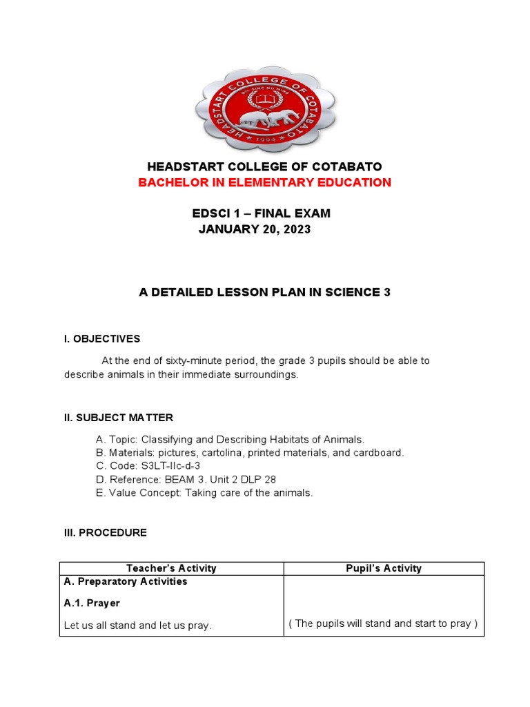 Grade 3 Science Lesson Plan: Habitats | PDF | Senses | Fish