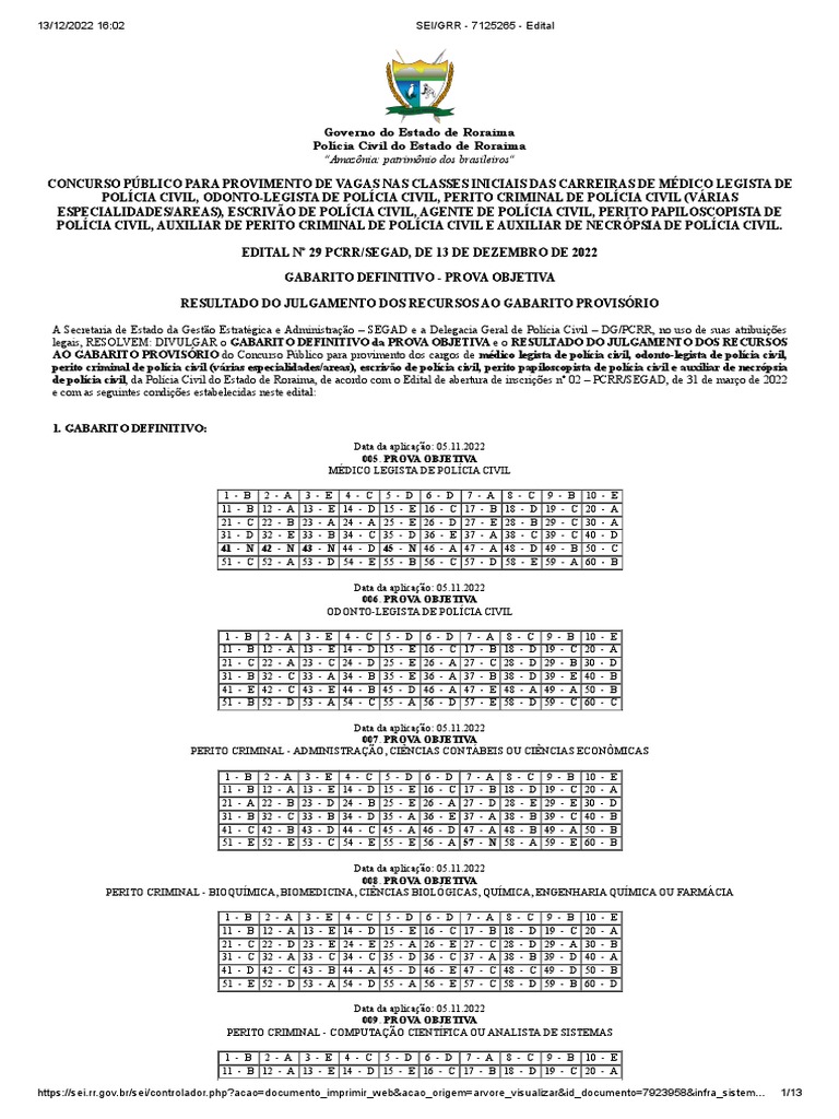 Vunesp 2022 PC RR Auxiliar de Necropsia de Policia Civil Gabarito PDF ...