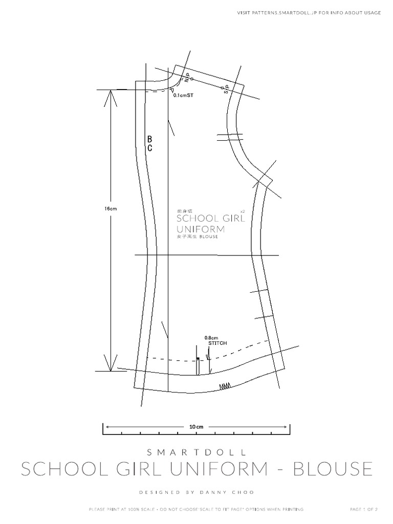 Smartdoll Clothing Templates School Girl Uniform PDF PDF