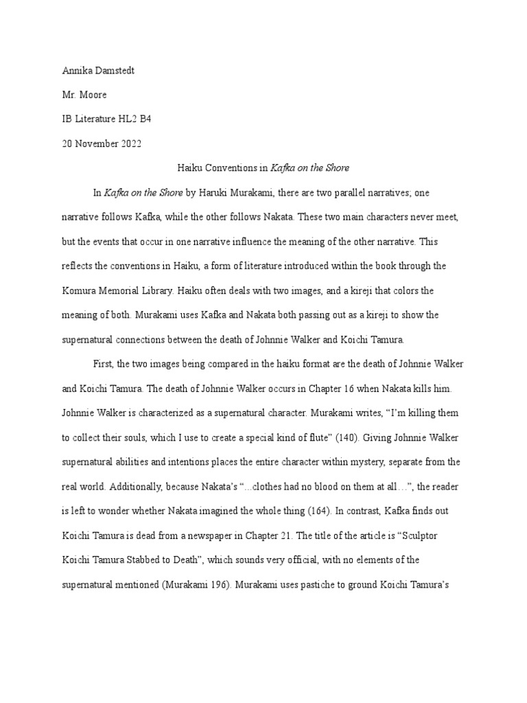 Haiku Analysis in Kafka on the Shore | PDF