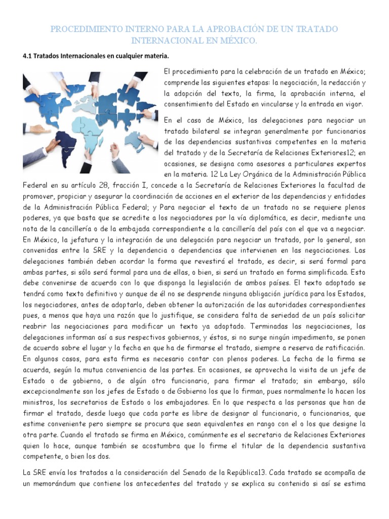Procedimiento de Tratados Internacionales en México | PDF | Tratado ...