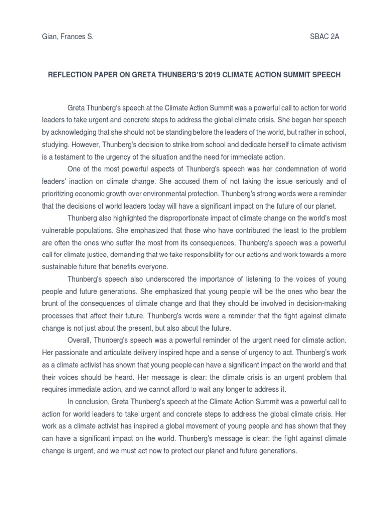 Reflection Paper Climate Change | PDF