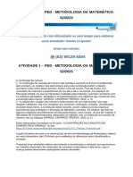 Atividade 1 - Ped - Metodologia Da Matemática - 52/2023