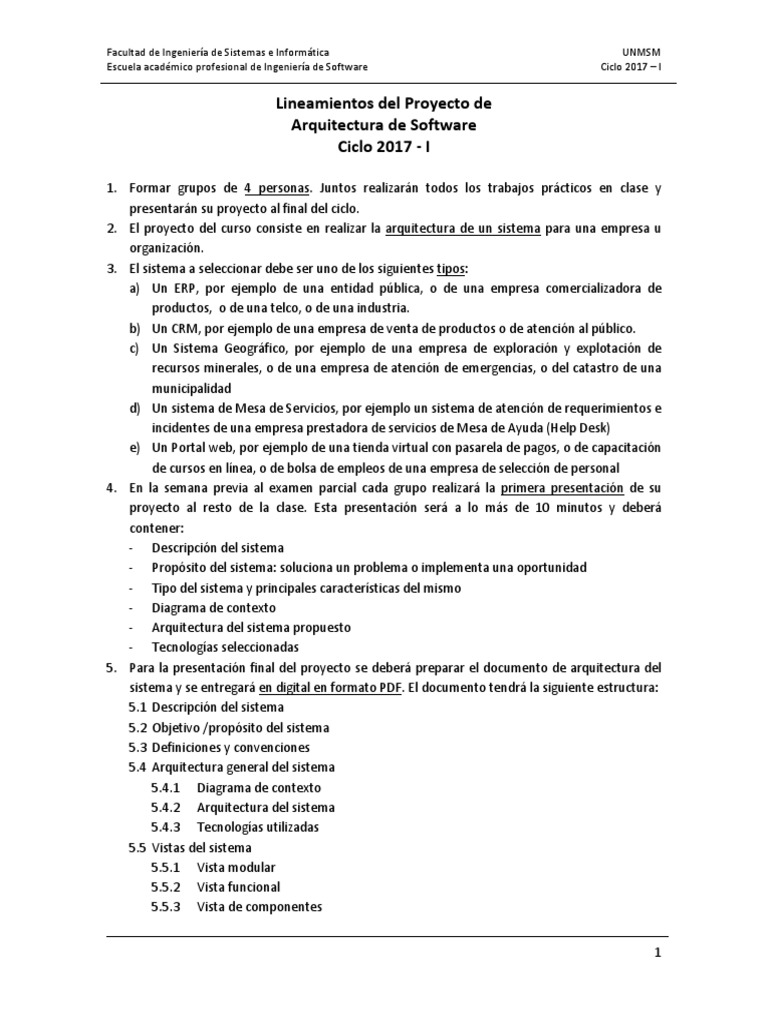 Lineamientos Proyecto Arquitectura Software | PDF | Mesa de ayuda ...