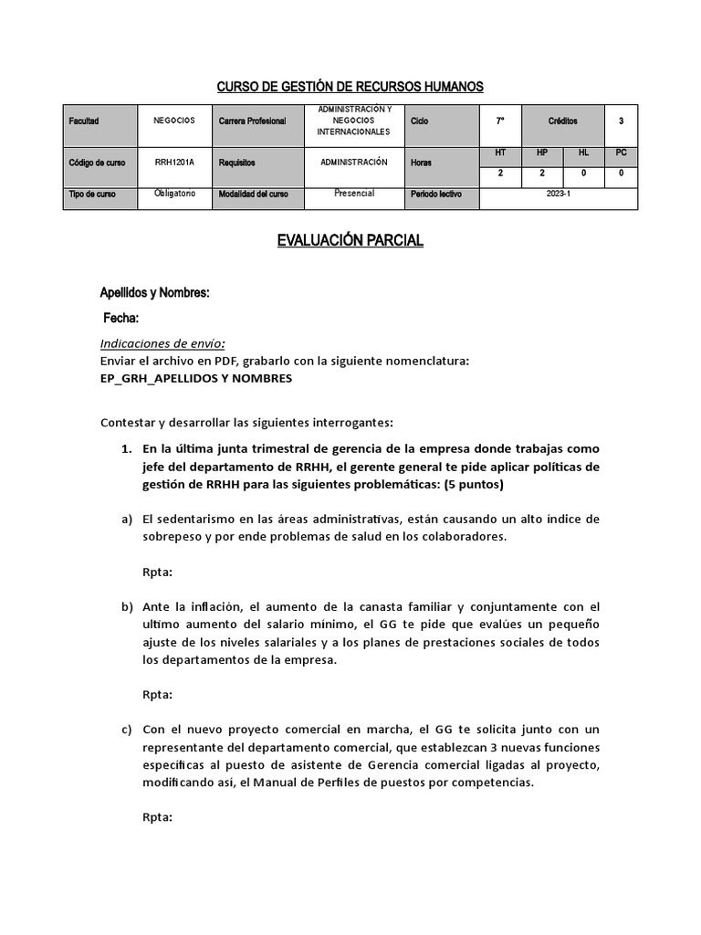 Examen Parcial 2 | PDF | Reclutamiento | Gestión de recursos humanos
