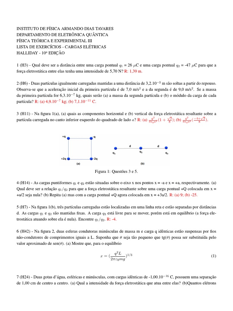 Exercícios sobre Cargas Elétricas | PDF