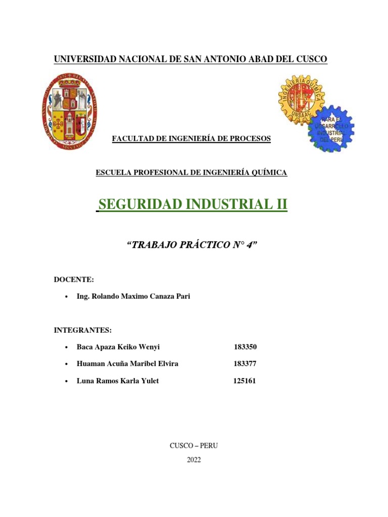 Trabajo N 4 Pdf Valores Seguridad Y Salud Ocupacional