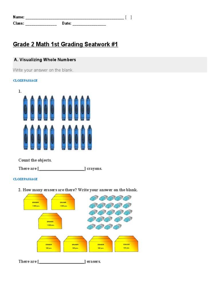 Grade 2 Seatwork 1 PDF