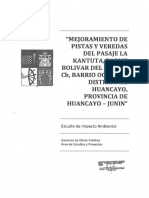 Estudio de Impacto Ambiental - "Mejoramiento de Pistas y Veredas Del Pasaje Kantuta, Pasaje Bolivar Sector CB Barrio Ocopilla, Distrito de Huancayo, Provincia de Huancayo - Junin"