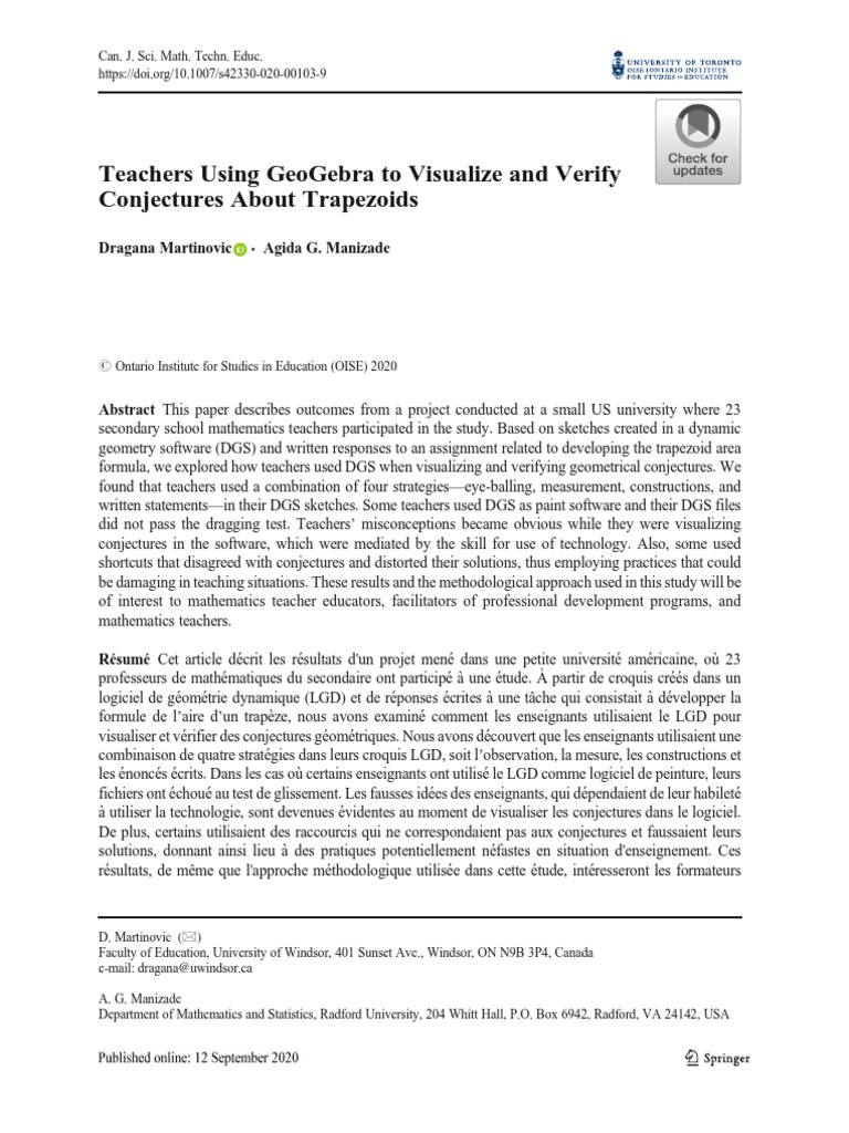 Utilisation de GeoGebra pour l'aire du trapèze | PDF | Mathématiques ...