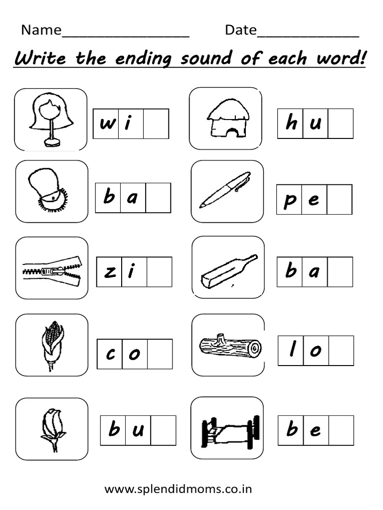 An Exercise in Identifying Final Sounds A Phonics Worksheet for