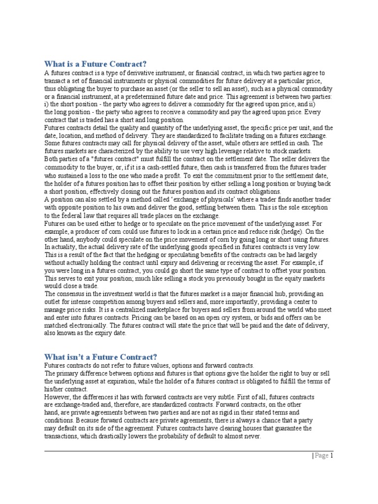 Risk Management in Future Contracts | PDF | Futures Contract | Hedge ...
